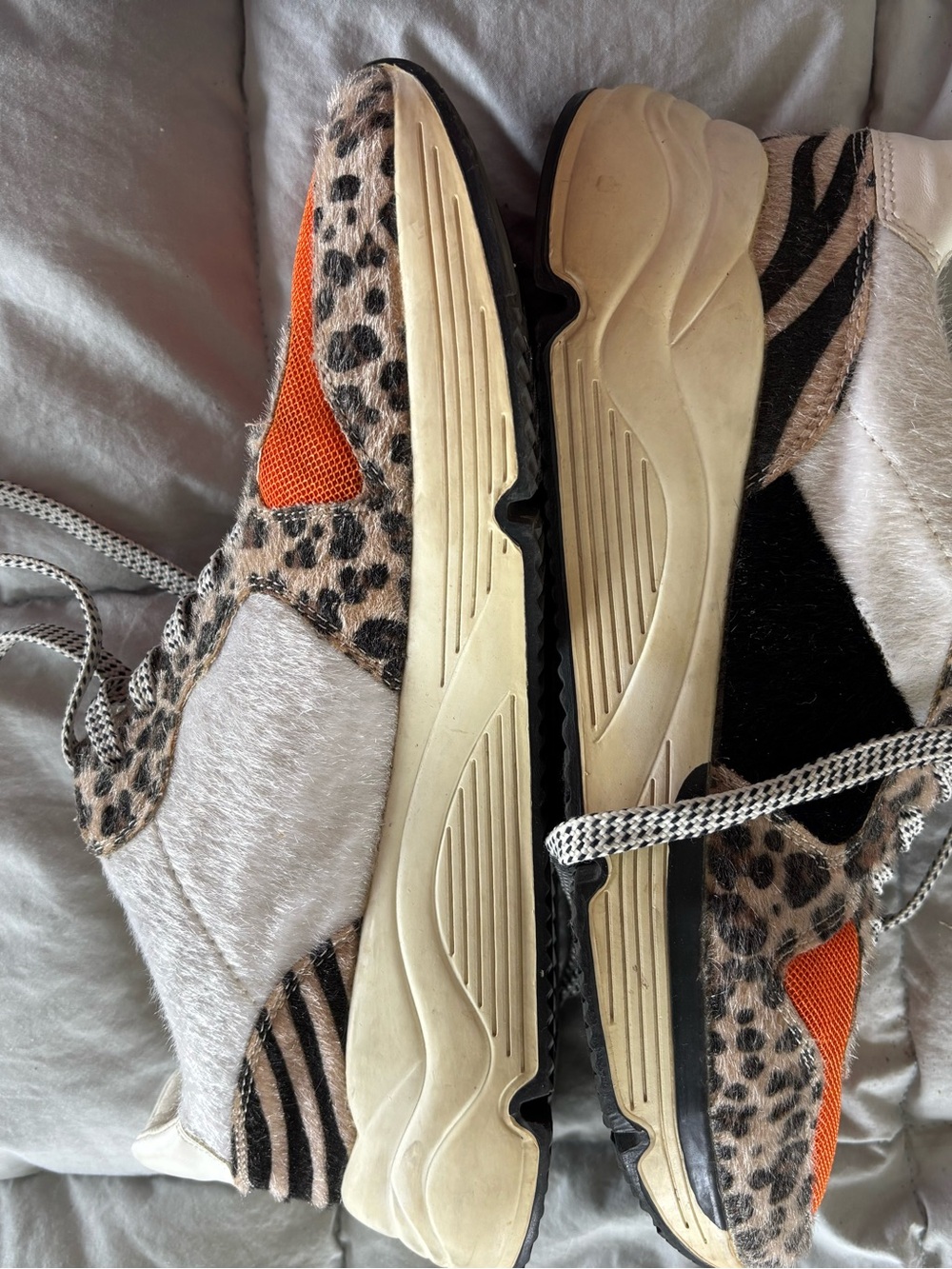 Women’s Athletic Sneakers in Leopard Print and Orange - Picture 5 of 5